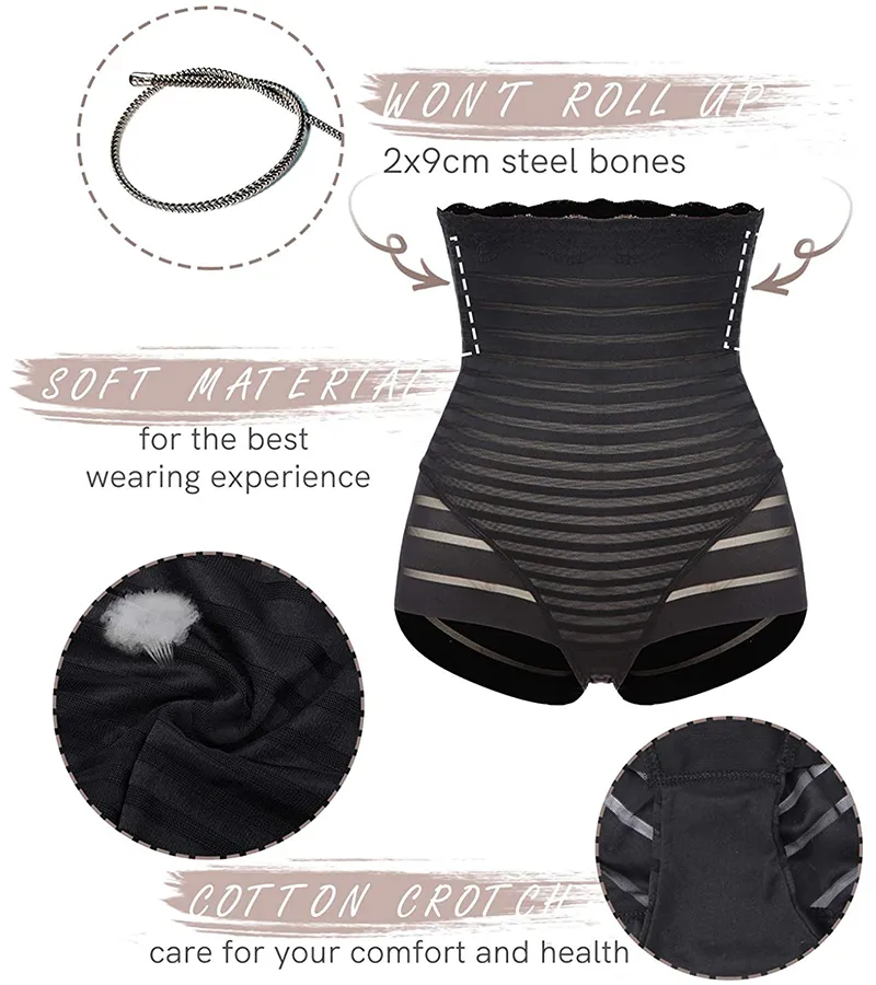 Kadınlar Popo Kaldırıcı Shapewear Hi-Bel Çift Karın Kontrol Külot Bel Eğitmen Vücut Şekillendirici Zayıflama Korse İç Çamaşırı