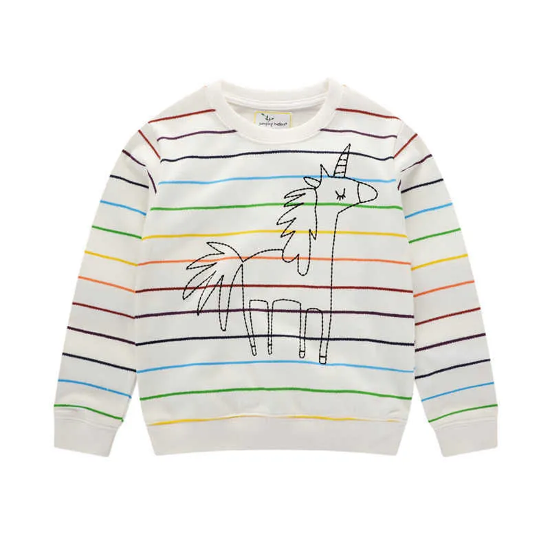 Jumping Meters Baby Licornes Sweatshirts Coton Automne Hiver Filles Tops Rainbow Applique Enfants Fille Vêtements Chemise 210529
