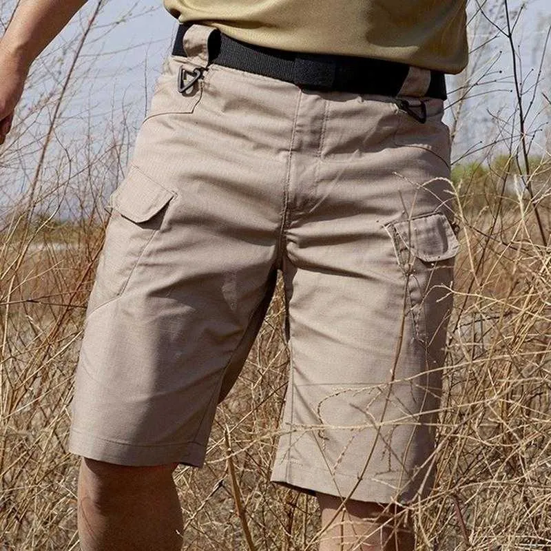 Hombres pantalones cortos militares pantalones multibolsillo impermeable secado rápido pantalones cortos masculinos caza al aire libre pesca camuflaje casual pantalones cortos de verano inferior x0705