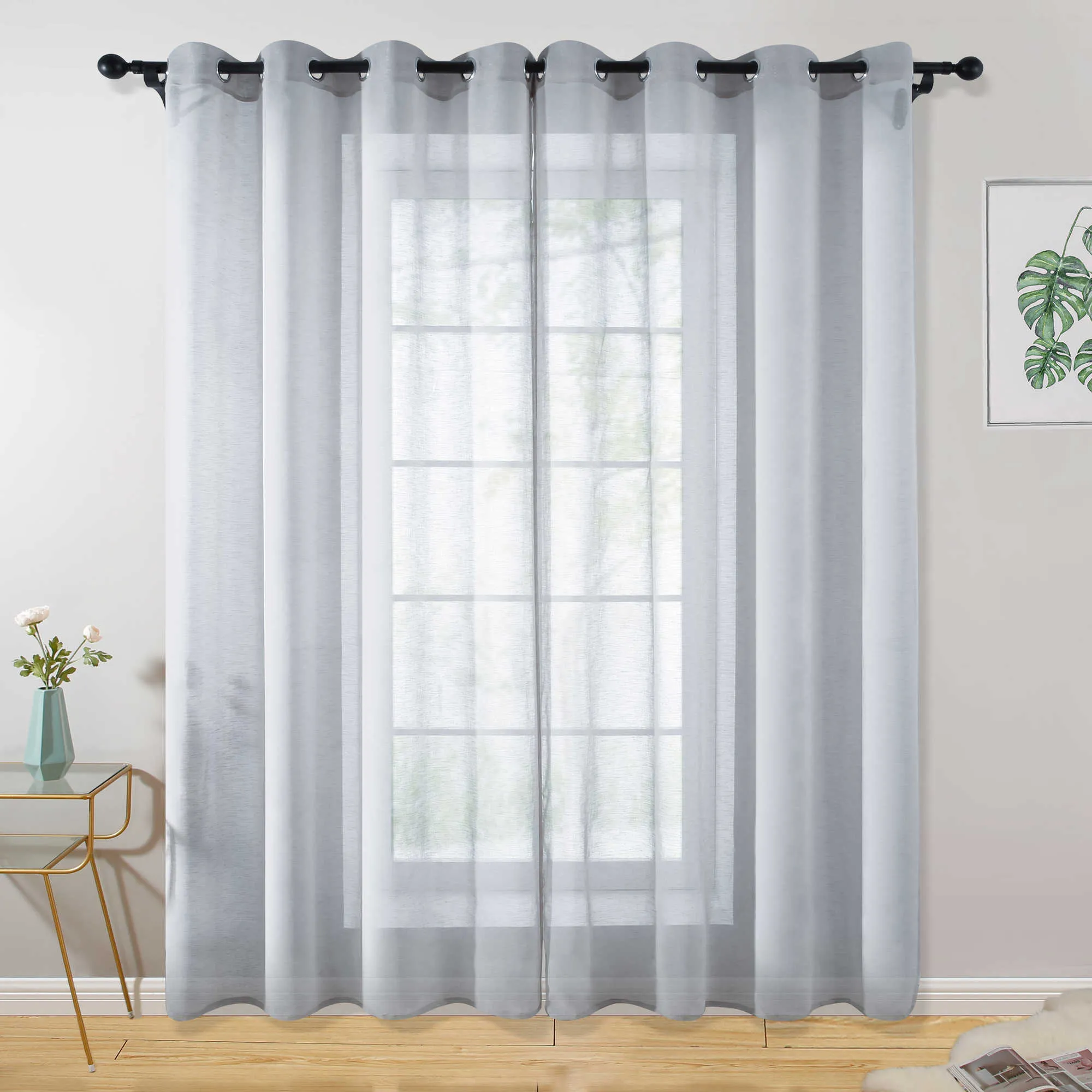 Cotton Linen Tulle Curtain For living Room Sheer Window Curtain for Bedroom Cafe Solid Color Cortina Window Beige White 210712