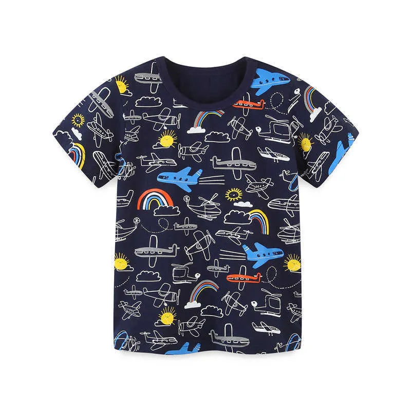Прыжки метров детские карманы футболки для мальчиков для мальчиков девочек хлопчатобумажная одежда космическая печать продажи детские тройники 210529