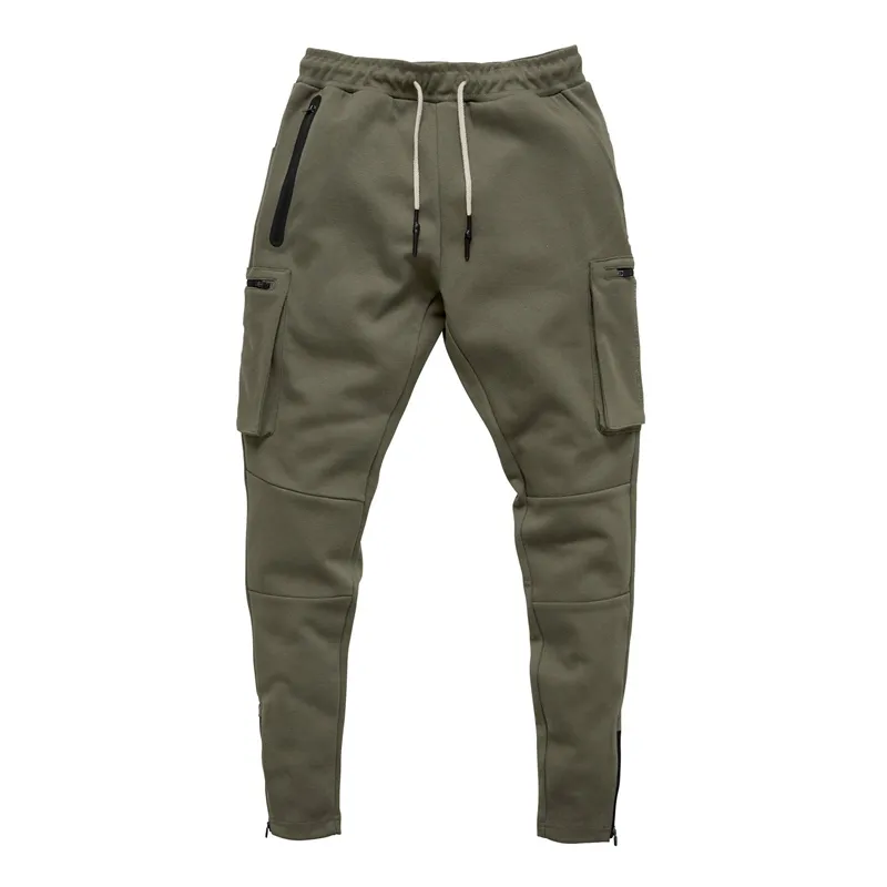 Sport Men Pants Cotton Zipper Multiple Pockets Casual Cargo Sweatpants Jogger Fitness Workout Tactical Pants Camouflage Trousers