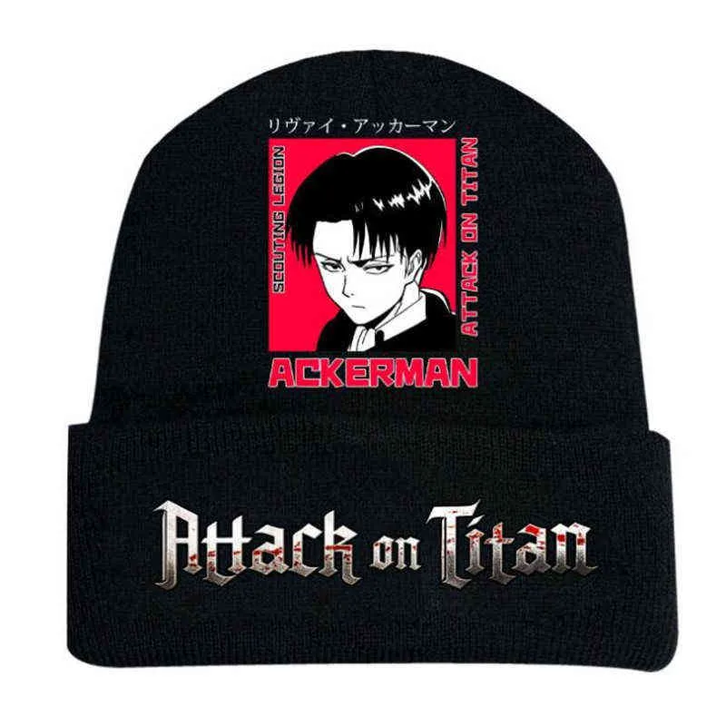 Anime attack på Titan hattar stickade mössor vingar av frihet frihet tryckt lock anime varmare bonnet casual kostym hatt y21111
