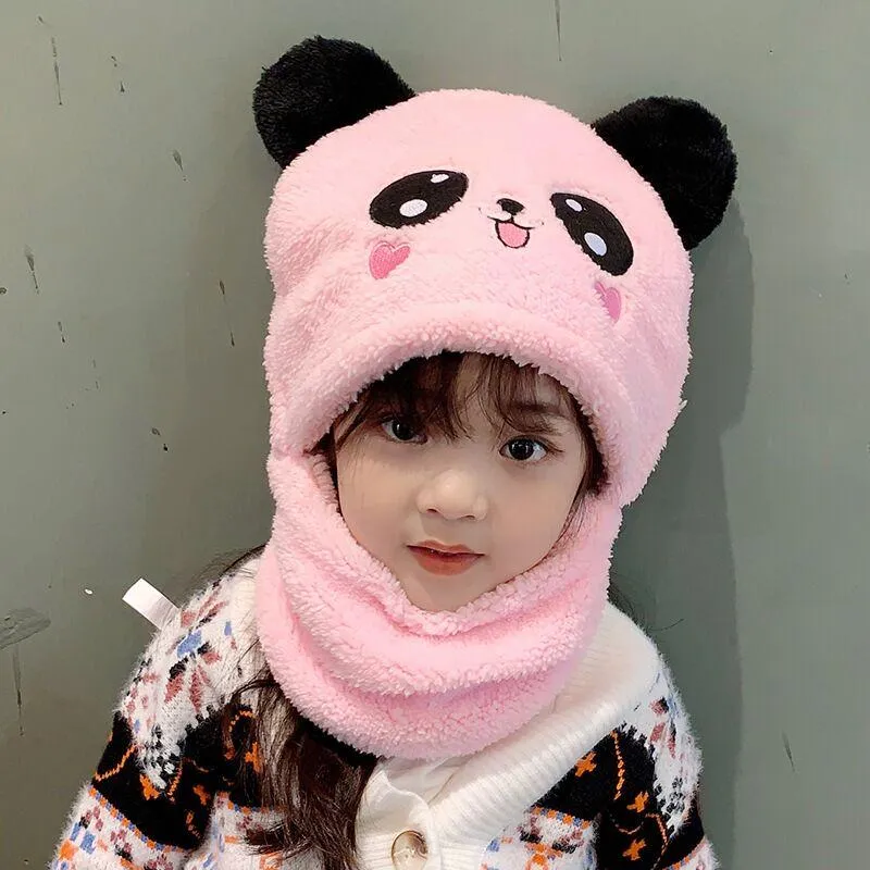 스카프 유아 어린이 아기 아기 소녀 겨울 따뜻한 플러시 스카프 모자 귀 플랩 비니 모자 캡 귀여운 곰 2021 디자인 스카이 227c