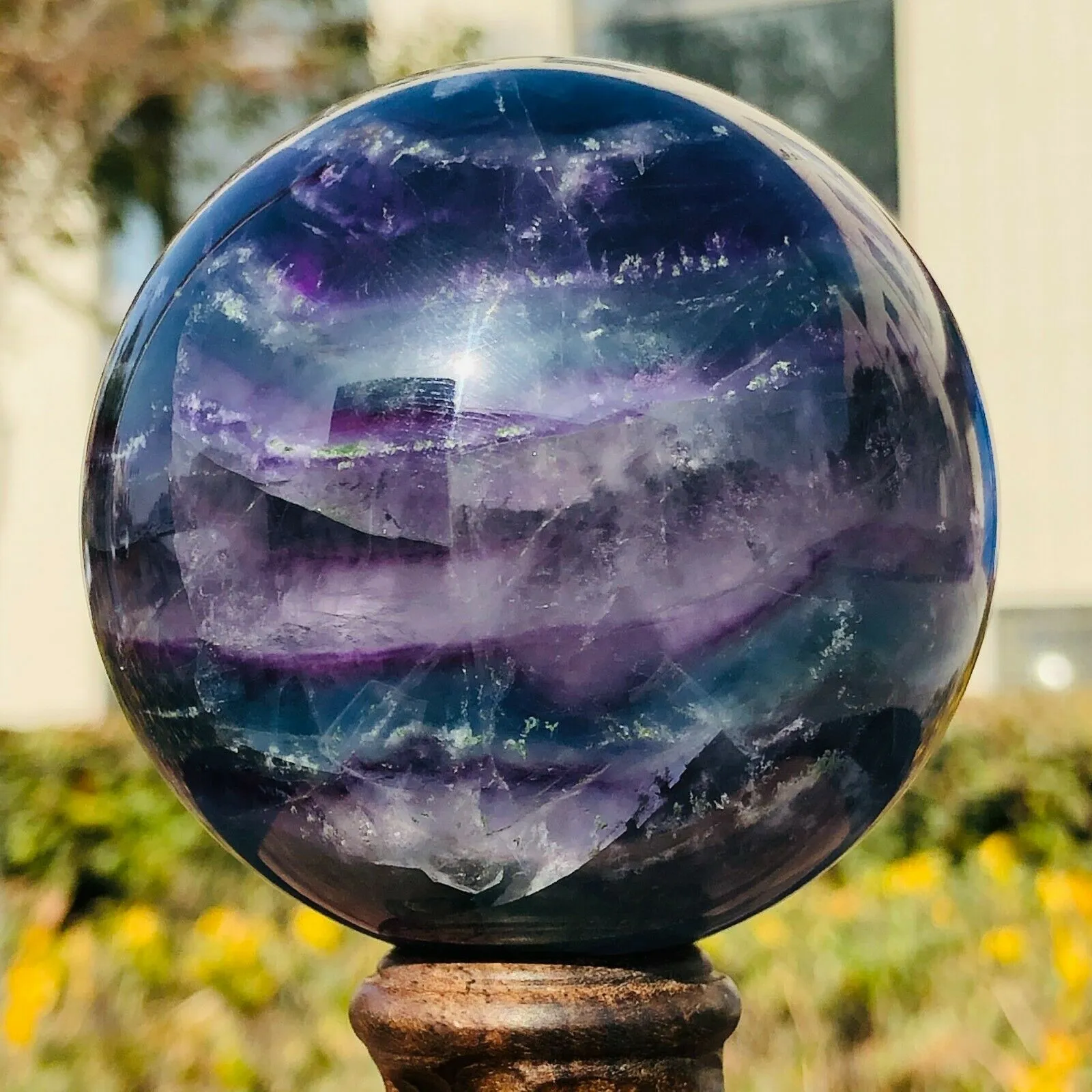 Natural color fluorite crystal ball home decoration Reiki energy stone healing mineral handmade Feng Shui DIY gift