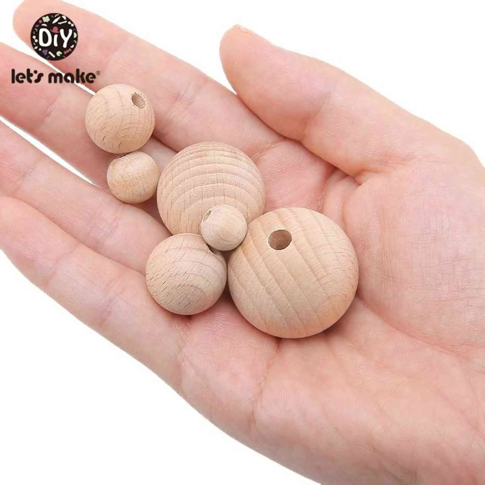 LET039S Make Beech Hexagon Träbrickor Runda 1230mm Baby Rattle Beaded Wood Baby Teether Träleksaker 2111019670185