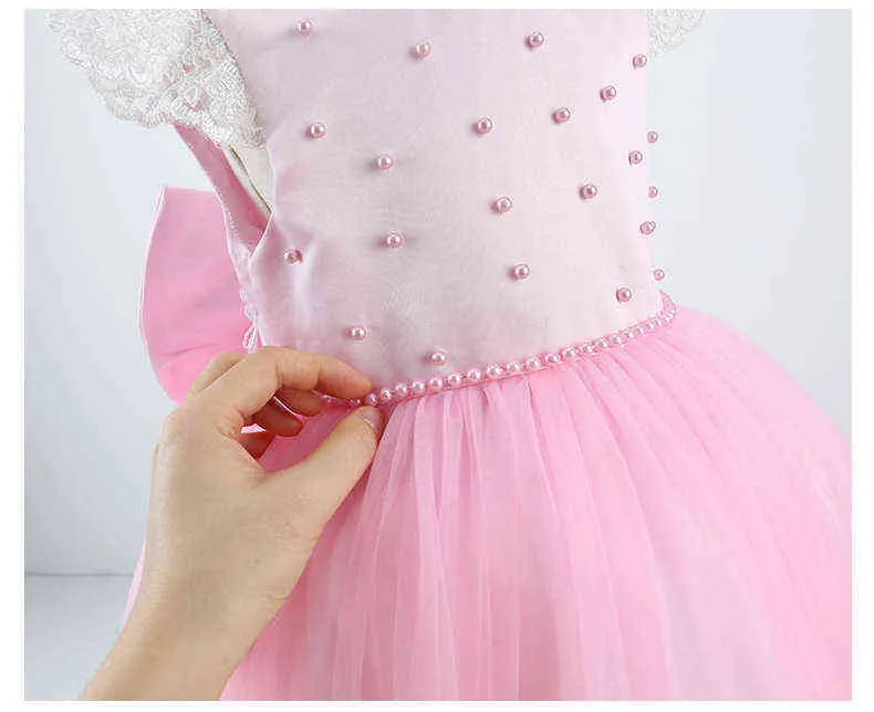 Vestidos de niña recién nacida para bebés, vestido de baile con cuentas, tutú, vestido de princesa, lazo para bebé, 1er cumpleaños, vestidos de fiesta de bodas, ropa para niños G1129