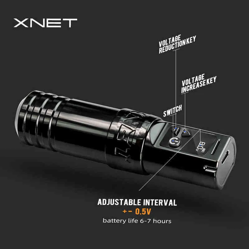 XNET Torch Профессиональная беспроводная машина для татуировки Мощный двигатель без сердечника 1950 мАч Литиевая батарея для художника 2201073310445