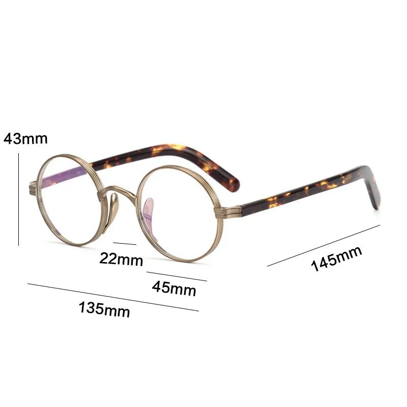 Vintage Acetaat Titanium Brilmontuur Mannen Vrouwen Kleine Ronde Recept Optische Bijziendheid Brillen Eyewear Fashion Zonnebril Fra223r