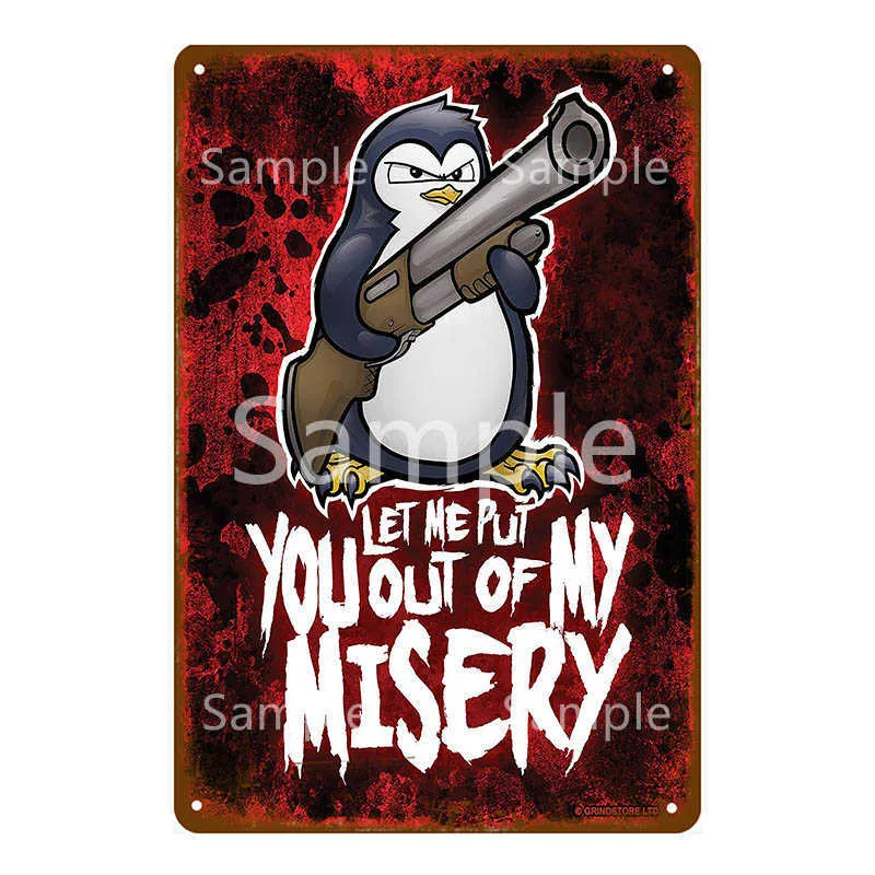 Nie będę zatrzymywał spokoju metalowego znaku plakatu baru kawiarnia wystrój domu shabby metal malarstwo klasyczne komiks pingwin kreskówkowy tablica 5794617