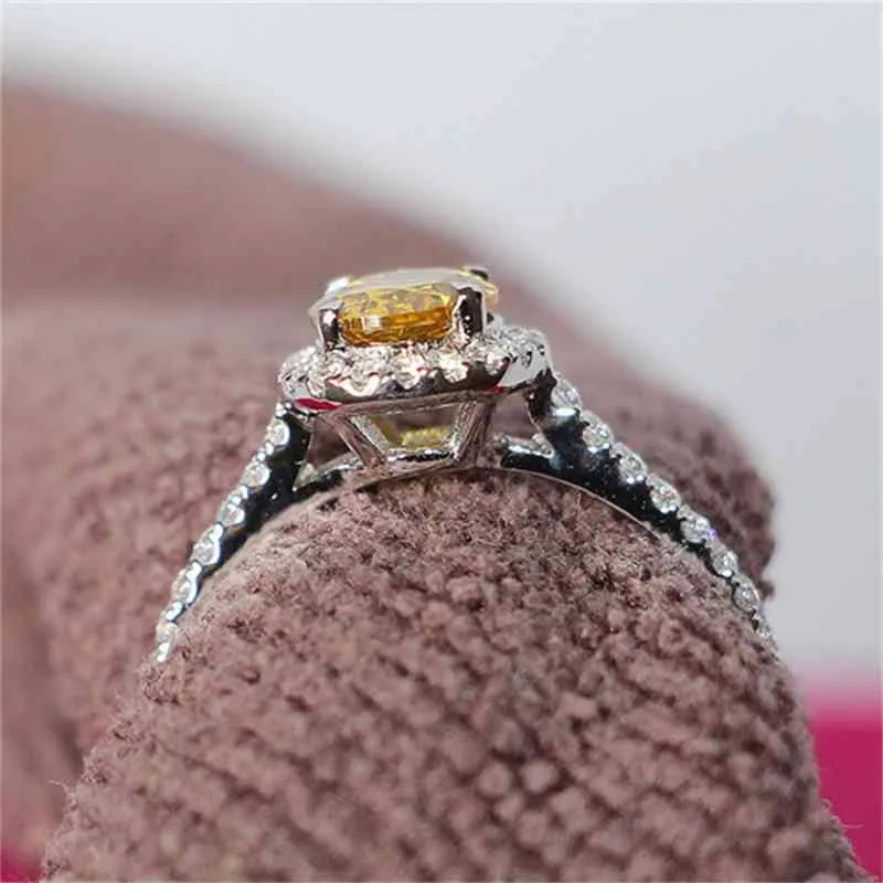 Bague de fiançailles en or blanc massif 18K Au750 2CT, diamant taille ovale, élégante