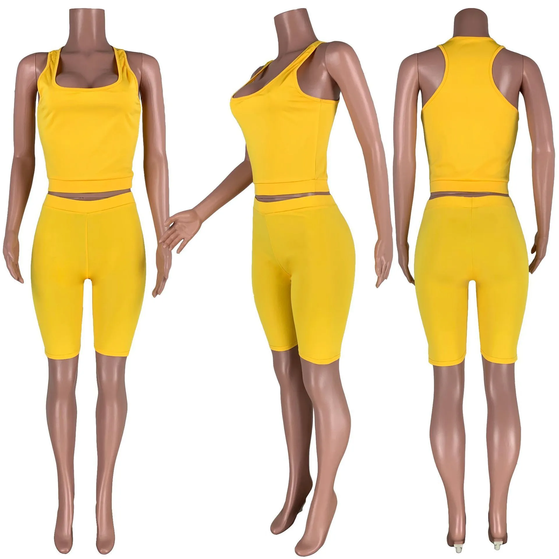 Womens Sport Tow Pieces Set Zomer Casual Vest 2 Stukshorts Outfits Plus Size Dameskleding S-XXL DHL