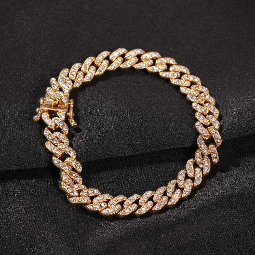 Iced Out Miami Cuban Link Chain Mens Gold Chains Necklace Bracelet Fashion Hip Hop Jewelry 9mm323m