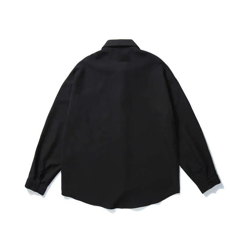 Erkek Gömlek Kelebek Ayçiçeği Çıkık Baskılı Streetwear Boy Gömlek Harajuku Gevşek Uzun Kollu Adam Siyah / Beyaz Tops 210527