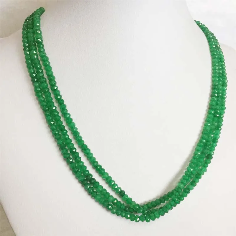 Facetted 3 4mm 1 3 6Layer Elegant Natural Stone Jewelry Handmade Noble Clear Green Emeralds Red Rubies Bead Strand Necklace Chains217Z