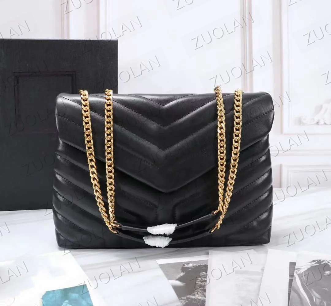 Designer handbags HOT square fat LOULOU chain bag real leather women's handbag large-capacity shoulder bags 25cm and 32cm top quality quilted messenger bag