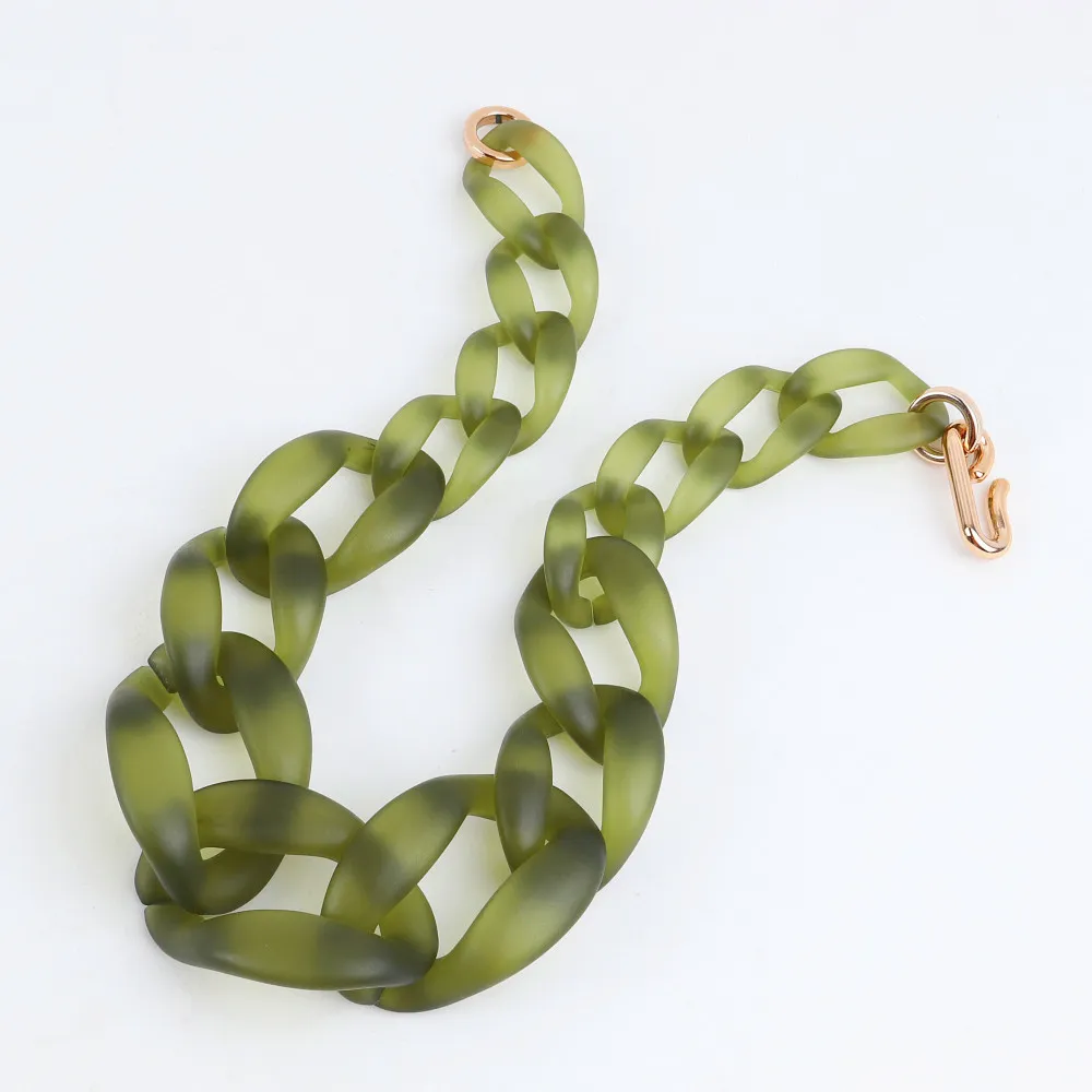 FishSheep givré vert Olive acrylique collier ras du cou pour les femmes résine grande grosse chaîne pendentif colliers 2021 mode bijoux