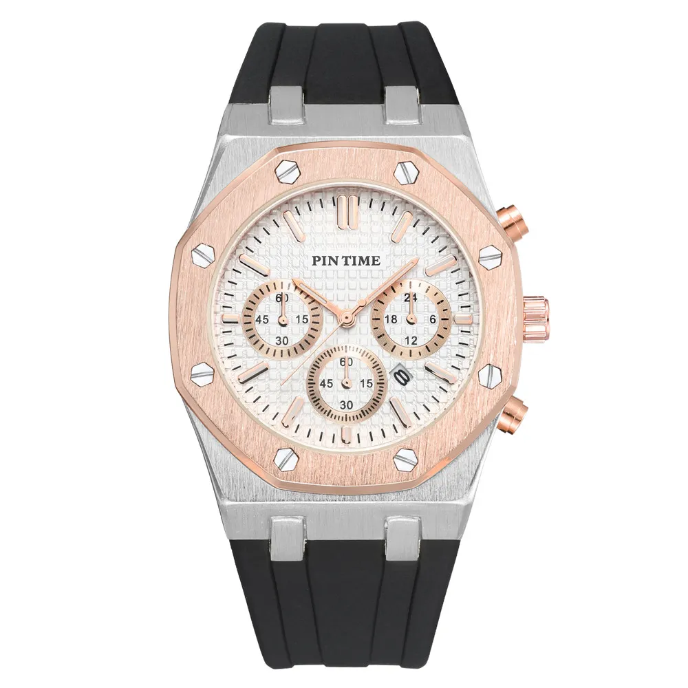 PINTIME Silicone Mens Watch Top Brand Luxury Quartz Clock Calendar Military Watch Men Sport Wristwatch Relogio Masculino Relojes2951