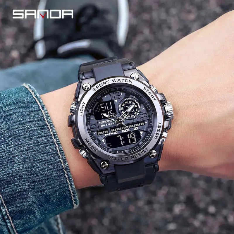 Sanda G Style Men Watch Digital Watch Thock Military Sports Watches Dual Display Wating Wallwatch Relogio Masculino 22022321