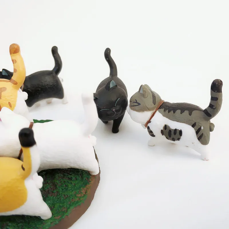 mignon mini modèle d'animation PVC Figures de poupée de chat jouet individualité créative artisanat Ornements de tableau de bord Balcon Decoration 7602542