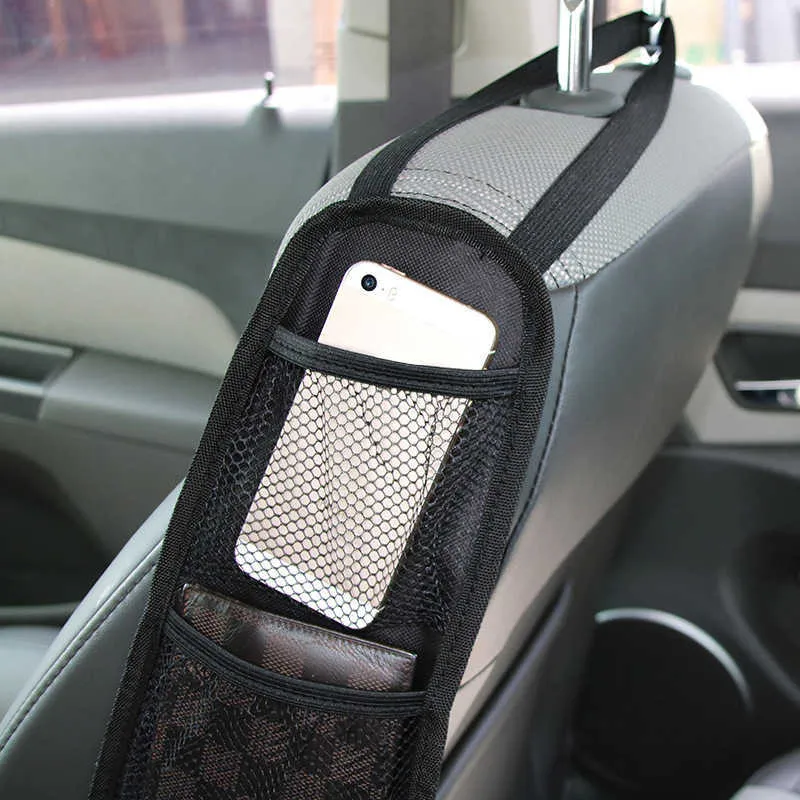 Auto -stoel Organisator Auto Seat Side Storage Hangtas Multipocket Drink Telefoonhouder Mesh Pocket5212427