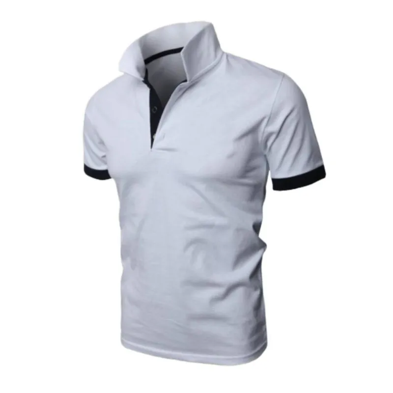Hommes Polo Shirt Summer manches courtes Roll Collier Slim Tops T-shirts pour Mens Casual Casual Solid Color Business