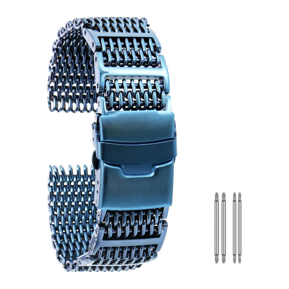 20mm 22mm 24mm Breite Uhrenarmband Edelstahlbänder Gold/Roségold/Blau Ersatzarmband Federstege Uhrenzubehör H0915
