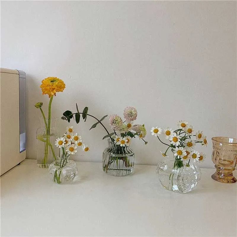 Vases en verre transparent pour plante bouteille pot de fleur nordique créatif hydroponique terrarium arrangement conteneur fleur table vase 210623