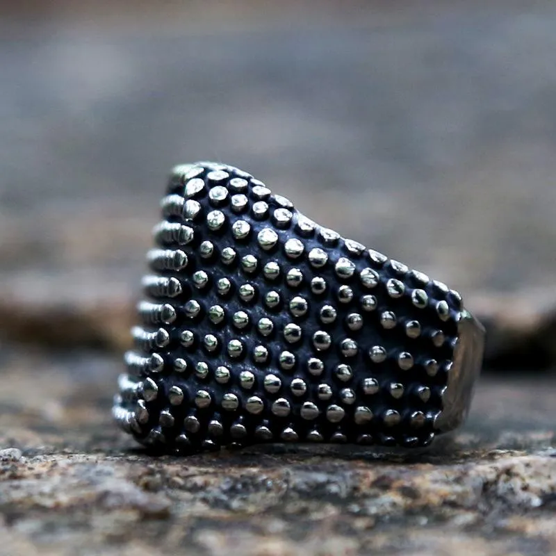 Cluster Rings Unique Bumps Square For Men And Women Vintage Stainless Steel Punk Biker Ring Heavy Metal Gothic Jewelry Whole2491