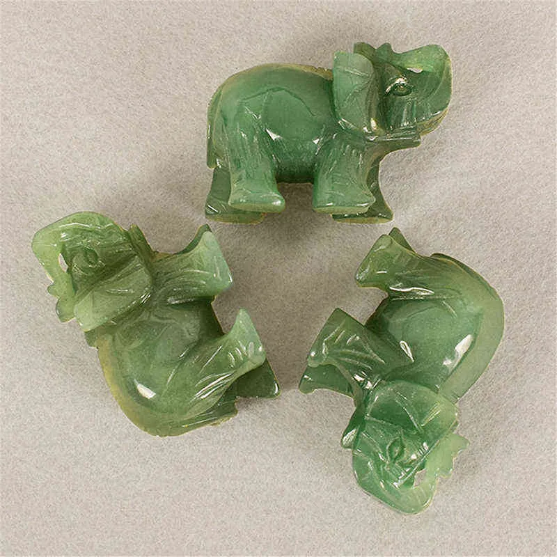 Lucky Elephant Green Aventurine Jade Ston Fortune Feng Shui Statue Figur Ornament Chakra Heilungssteine ​​Craft Decor 2201124157109