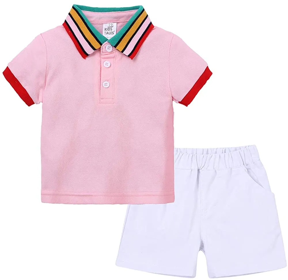 夏のファッション赤ちゃん男の子服セット幼児ポロシャツ + ショーツ子供幼児カジュアルスーツ服