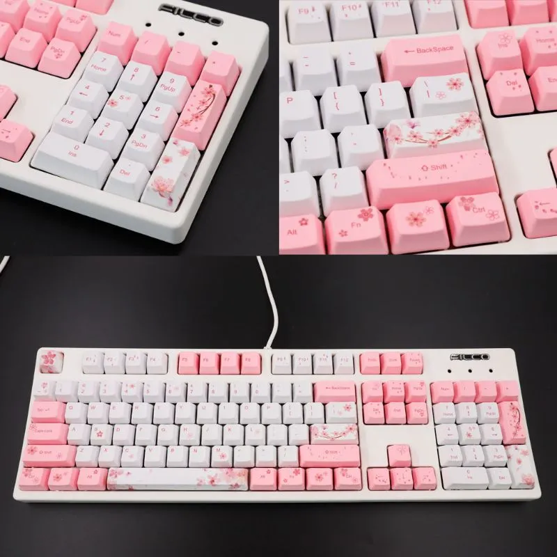 OEM PBT Cherry Blossom Keycap Mechanical Keyboard KeyCaps Dye-Sublimation Keycap Hurtownie Dropshipping