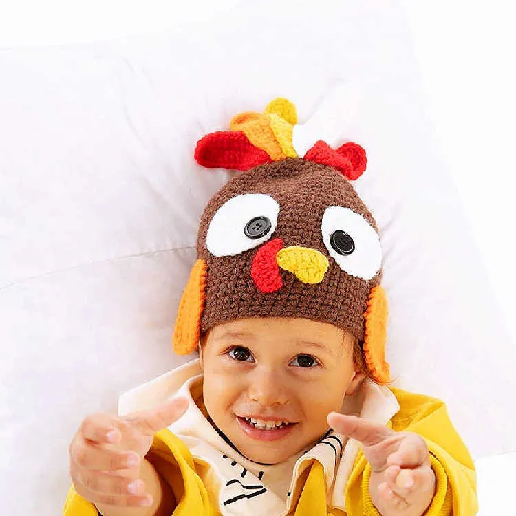 Roliga barn baby pojke kalkon hatt mössa vinter varma stickade halloween rekvisita party barn hattar kepsar 1-10t ankomster 210713