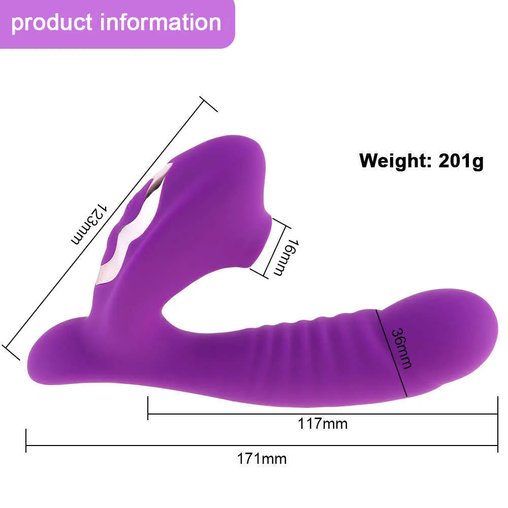 Clit Sucker 2 em 1 vagina sucção vibrador 10 velocidade vibrando clitóris estimulador dildo g massager massageador brinquedo sexo erótico para as mulheres p0818 p0818