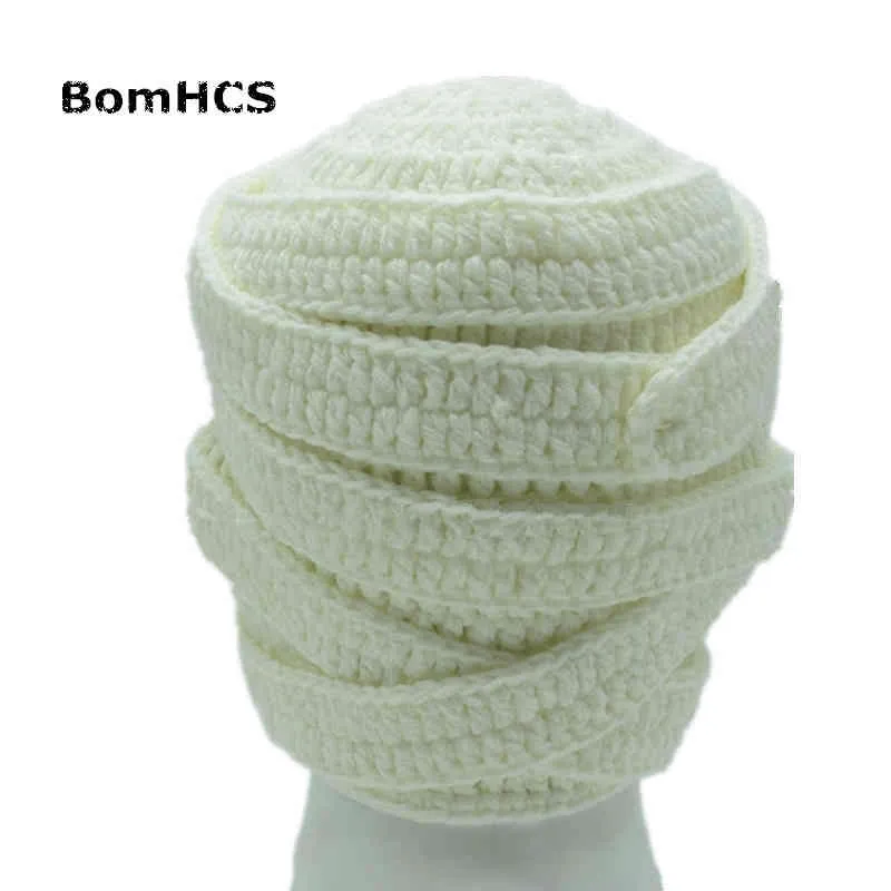 Bomhcs Novetly Cool Zombie Mask Bandage 100% ręcznie robione na dzianiny śmieszne czapkę 220210