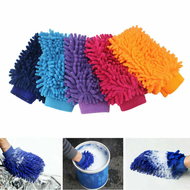 2-in-1 Super Mitt Microfiber Car Wash Glove Window Washing Home Cleaning Cloth Duster Towel Gloves Household Cleaner Tool