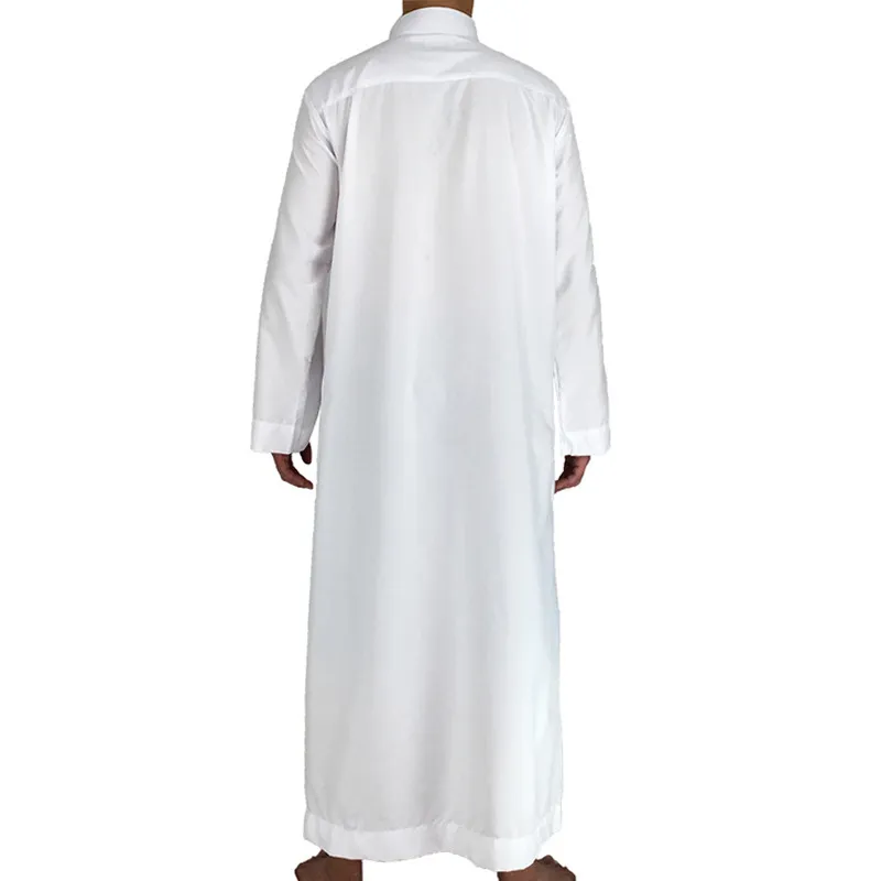 Islamique Homme Popular White Sudanese Islamic Ethnic Clothing Qatar Thobe Arab Worship Robe Thawb Mens Dubai Turk Thobeka Majozi for Islam Thobes Saudi Pria