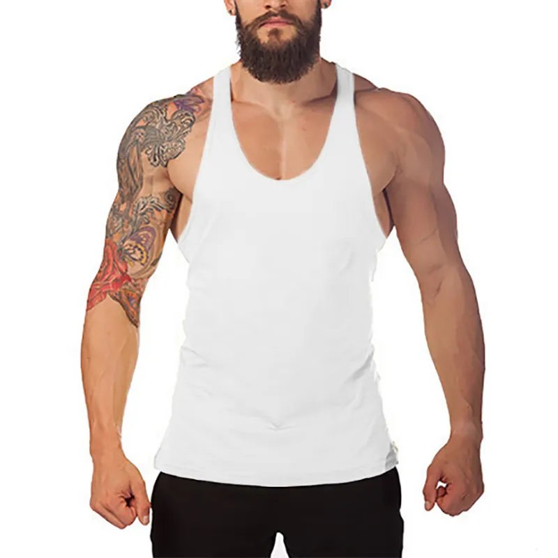 MuscleGuys Bodybuilding Merk Tank Top Mannen Gyms Stringer Tanktop Fitness Singlet Mouwloze Shirt Workout Onderhemd Kleding 210421