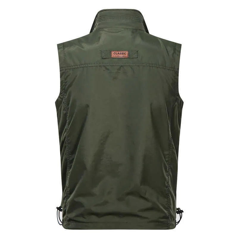 Gilet de randonnée pour hommes en plein air Été Quick Dry Respirant Mesh Vestes Pêche Chasse Gilet Hommes Pographie Armée Vert 210925