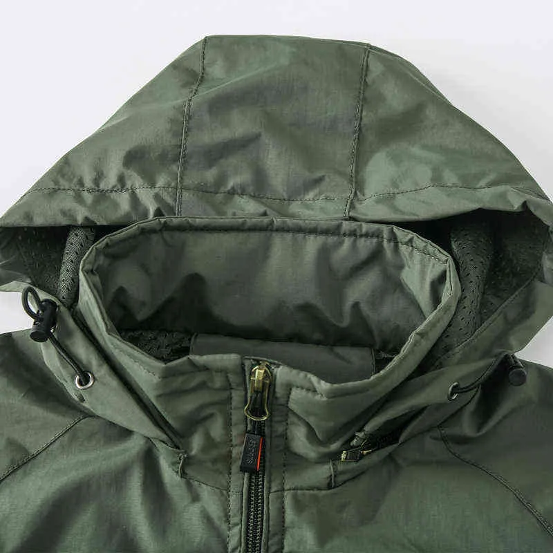 Autumn Men Waterproof Jackets Military Shark Skin Soft Shell Outdoor Outwears Fashion Windbreaker Hooded Coats Male 211217
