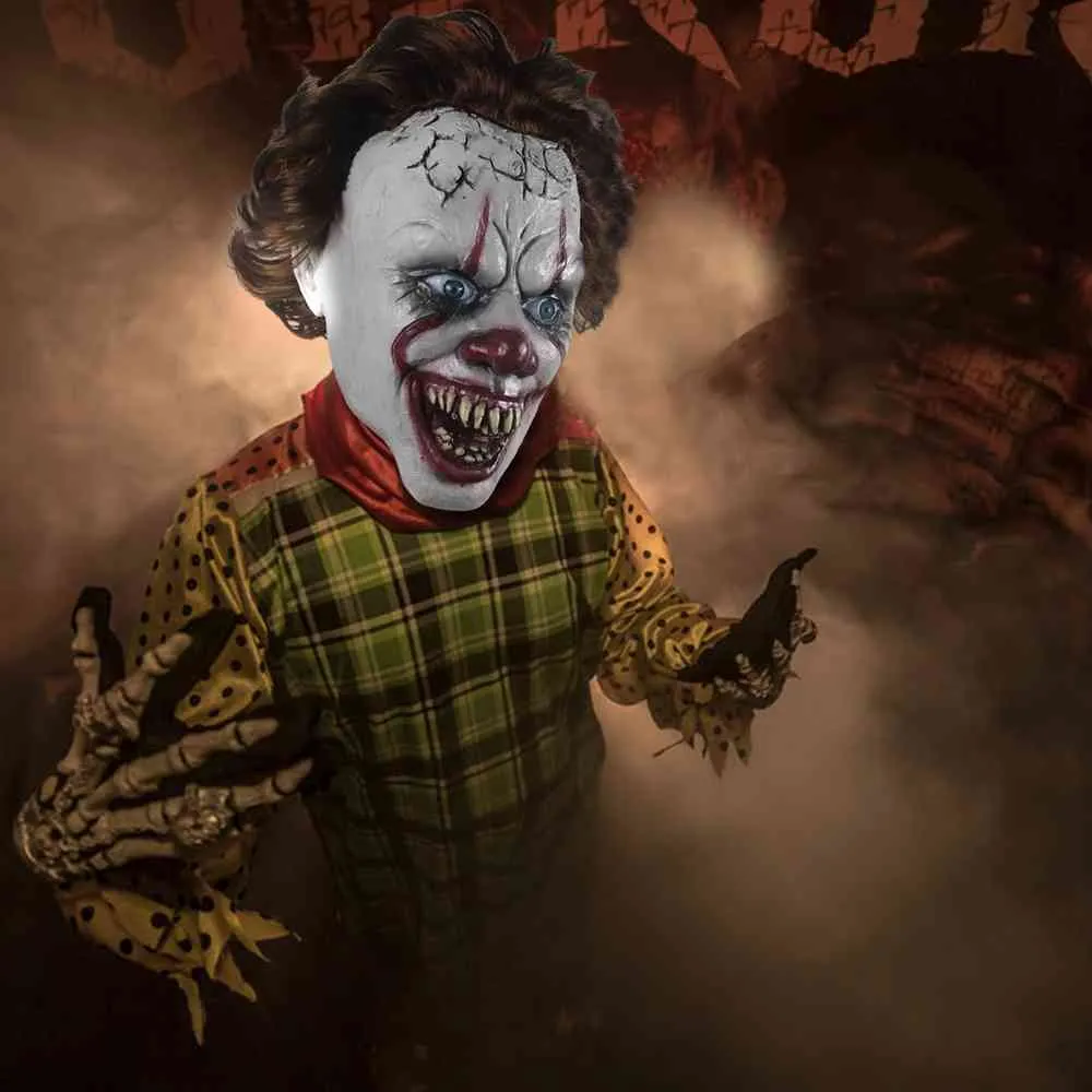 Cosmesk horror clown costume da halloween party intupy decorazione spaventoso puntelli pennywise maschera