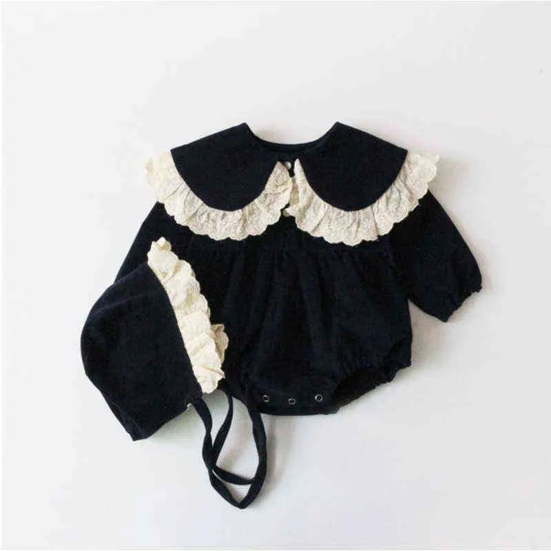 Höst Baby Girls Romper Högkvalitativ Söt Crochet s Toddler Brand Spädbarn Härlig Corduroy Kläder 211101
