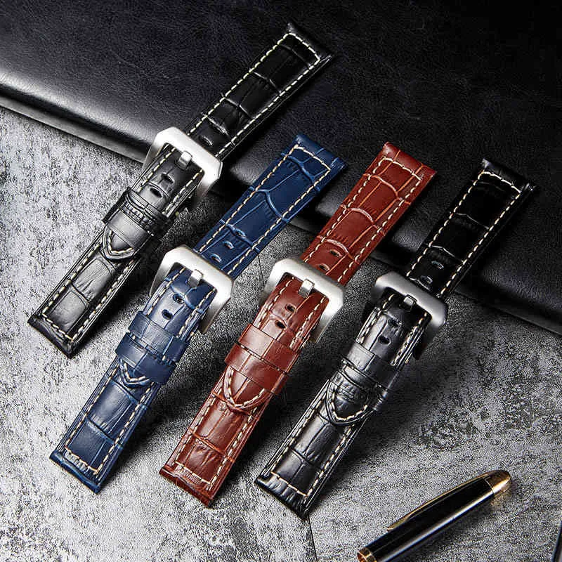 Klassisches geprägtes Echtlederarmband mit Bambusmuster, Business-Armband für Herren, 20 mm, 22 mm, 24 mm, 26 mm, Uhrenzubehör