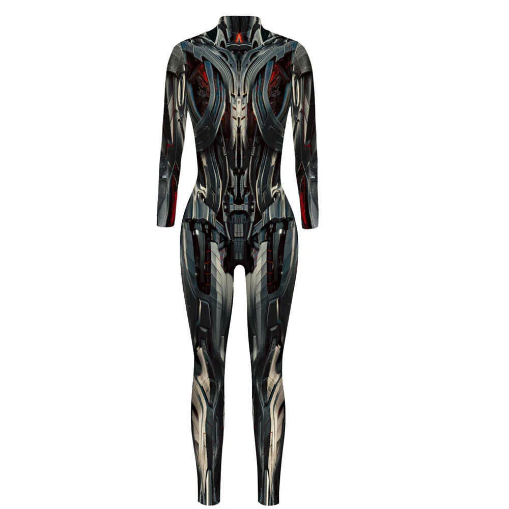 Robô punk macacão catsuit sexy mulheres cosplay trajes zentai halloween bodysuit g0925