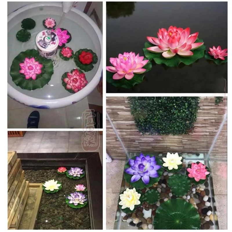Decorative Flowers & Wreaths 18cm Floating Lotus Artificial Flower Wedding Home Party Decorations DIY Water Lily Mariage Fake Plan258J