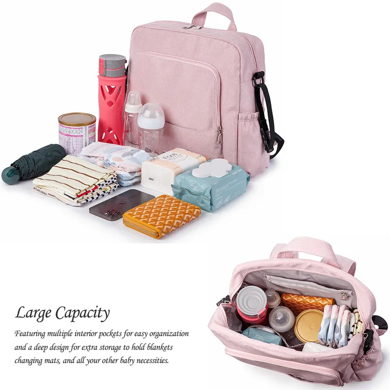 Soboba sac à couches rose imperméable pour soins de bébé sac à dos multifonctionnel de grande capacité voyage avec 2 sangles 220222