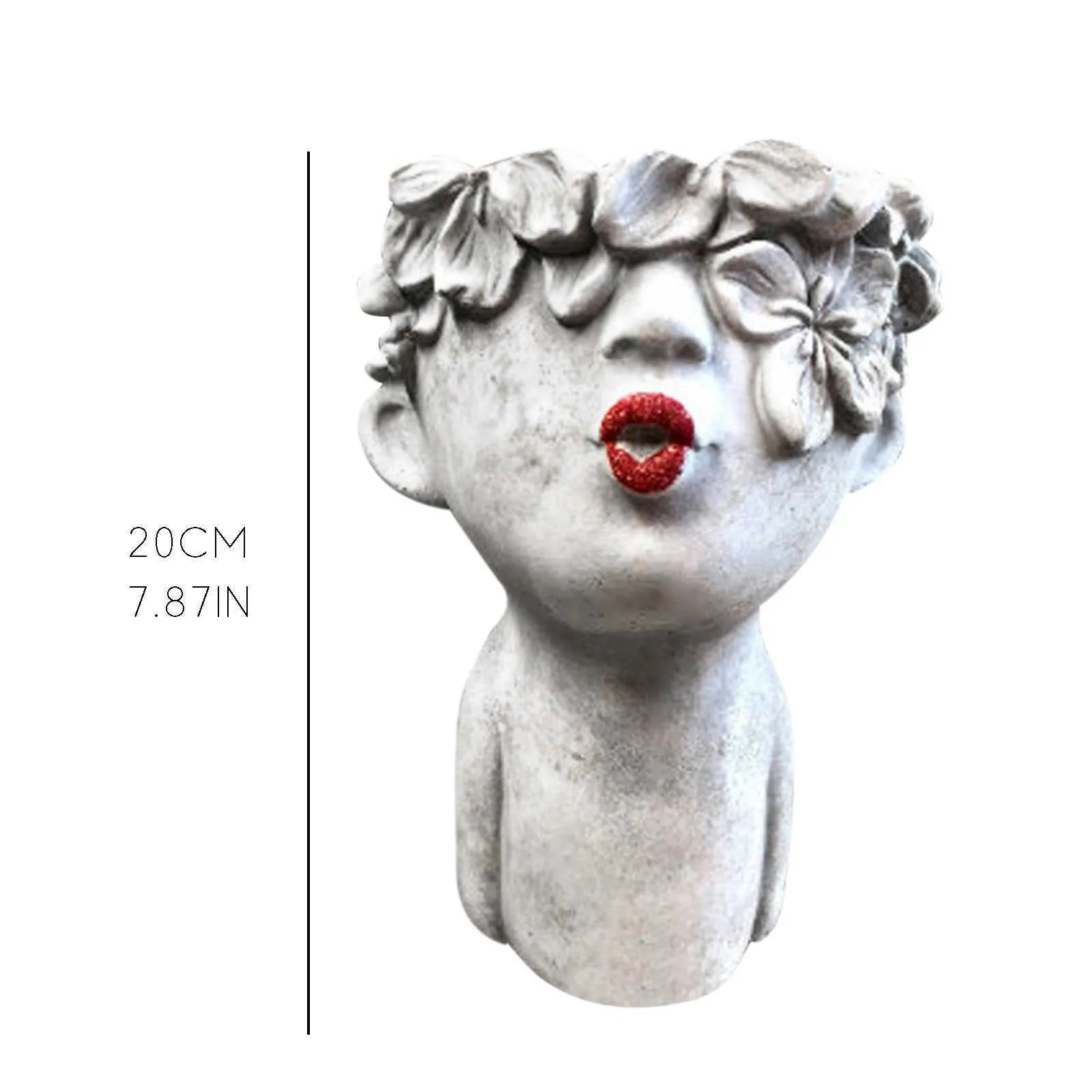 Macetas pequeñas para mujeres besándose, labios pintados, figuritas de cabeza roja, macetero de jardín, maceta bonita, regalo, decoración del hogar 210712317b