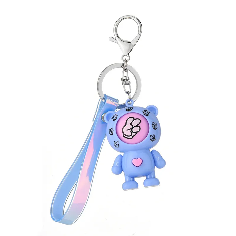 Bear Design Keychains Mora Device Key Ring Chains Holder Rock Paper Scissors Finger Guessing Play Game Toys Animal Pendant Bag Cha261N