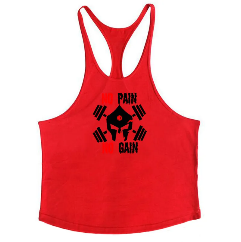 Vêtements de marque Bodybuilding Gyms Fitness Hommes Débardeur Entraînement Pas de douleur Pas de gain Imprimer Vest Stringer Sportswear Undershirt 210421