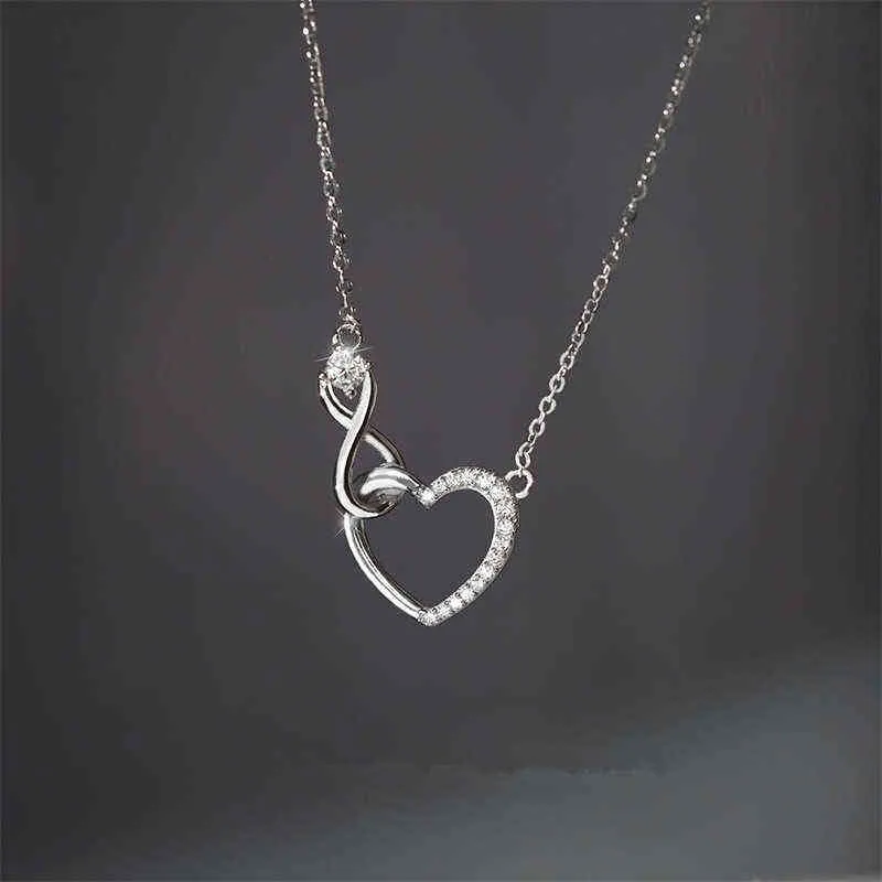 2021 Nouveau 925 Sterling Silver Crystal Cross Heart Charm Collier Creative Élégant Clavicule Chaîne Bijoux Pour Femmes Choker dz230 Y220223